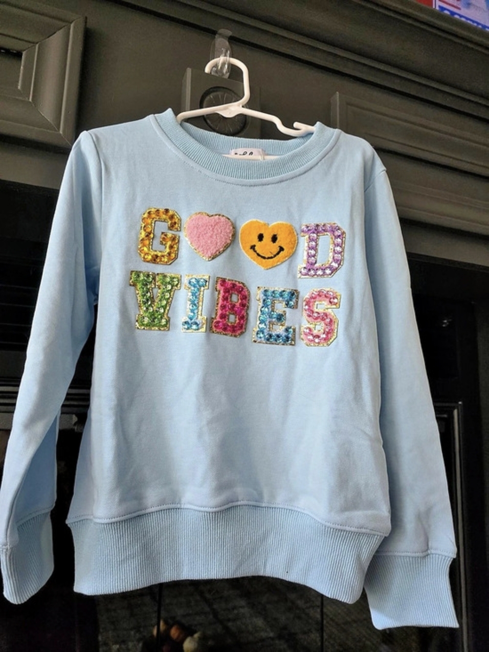 Lola + The Boys Sparkling Good Vibes Sweatshirt Blue Size 4